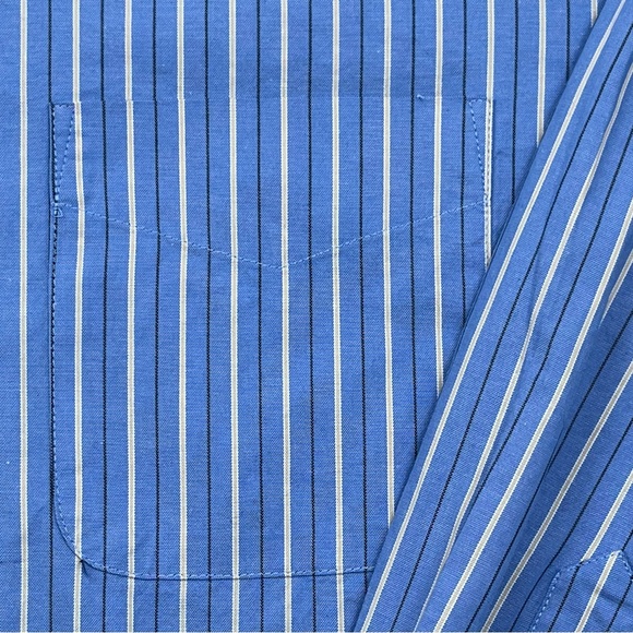 Club Room Shirt Adult Size 17.5 XL Blue Tan Striped Button Up Performance Men - Picture 8 of 14